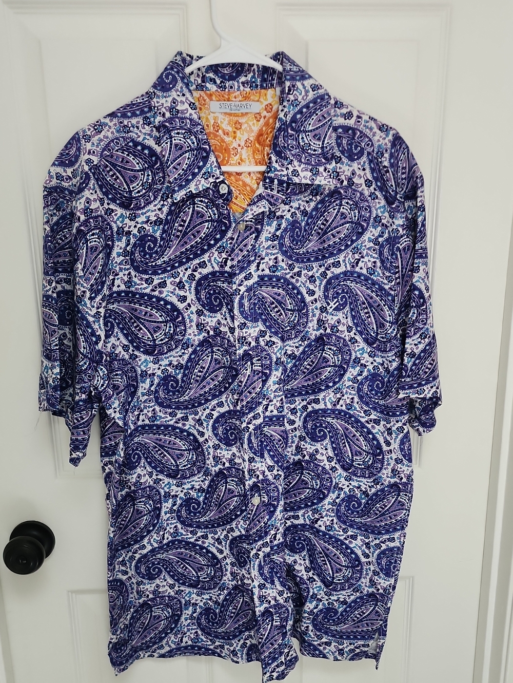 Steve Harvey Size Large‎ Men's Blue Paisley Short-Sleeve Shirt